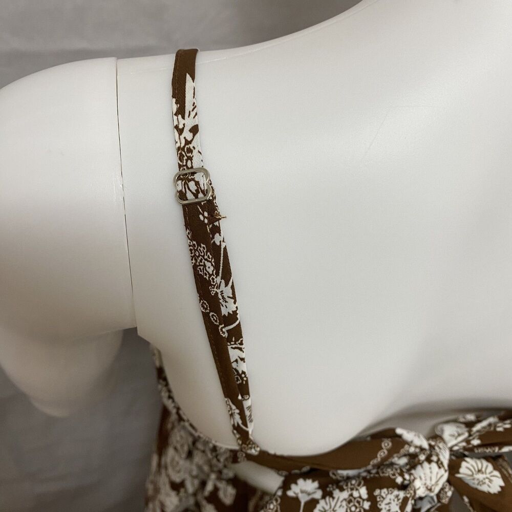Paper Heart Maxi Dress L Brown Floral Open Back Boho Summer - Picture 8 of 14